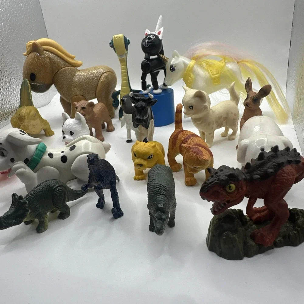Mixed Animal Toy Figure Lot Farm Jungle Dinosaur Dog Cat Horse Unicorn Safari
